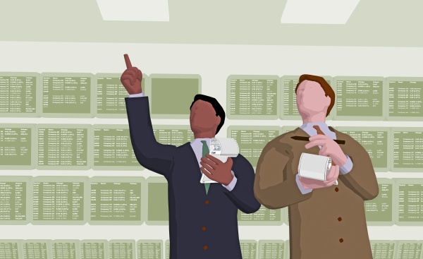 two businessmen at a stock exchange