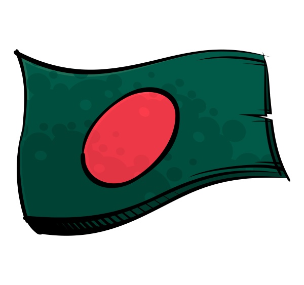 painted bangladesh flag waving in wind
