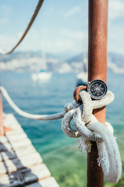 sailing nautical compass on a