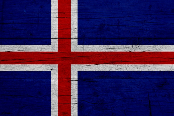 flag of iceland wooden texture of