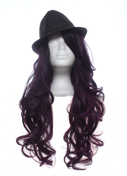 black and red long wig