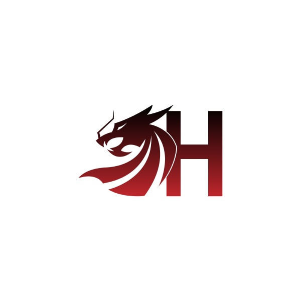letter h logo icon with dragon
