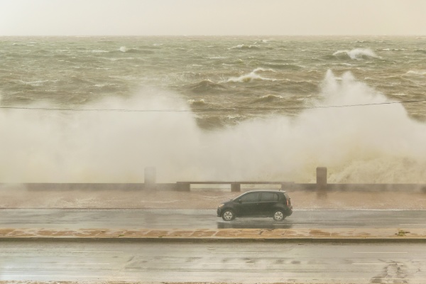 stormy urban coastal scene montevideo