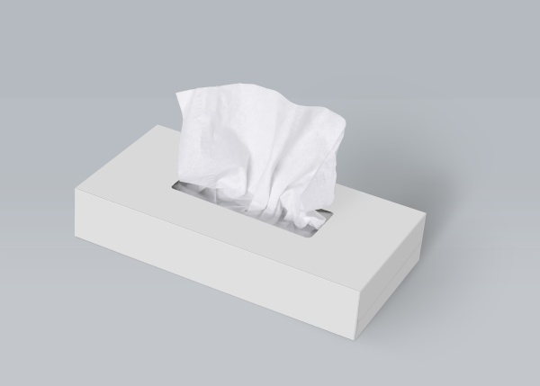 tissue box on light gray background