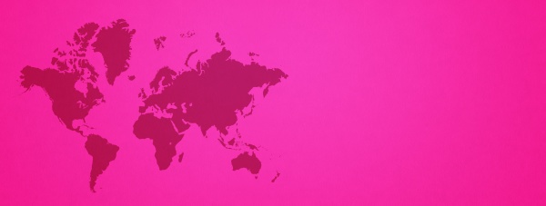 world map on pink wall background