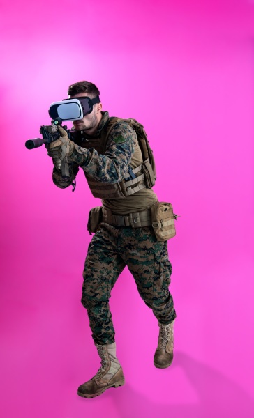 soldier in battle using virtual reality