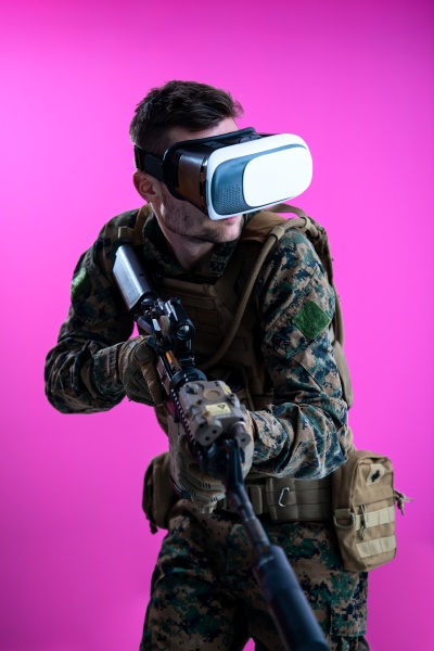 soldier in battle using virtual reality