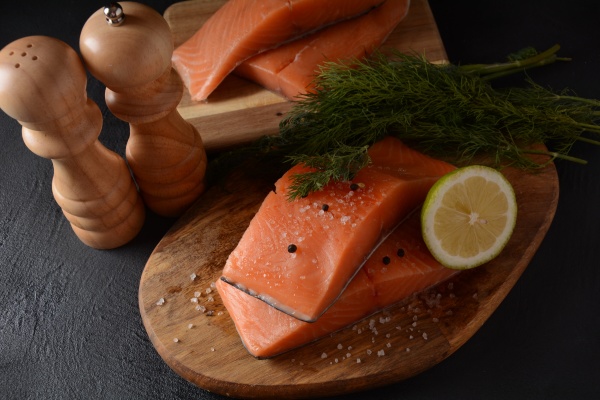 fresh raw salmon fish fillet with