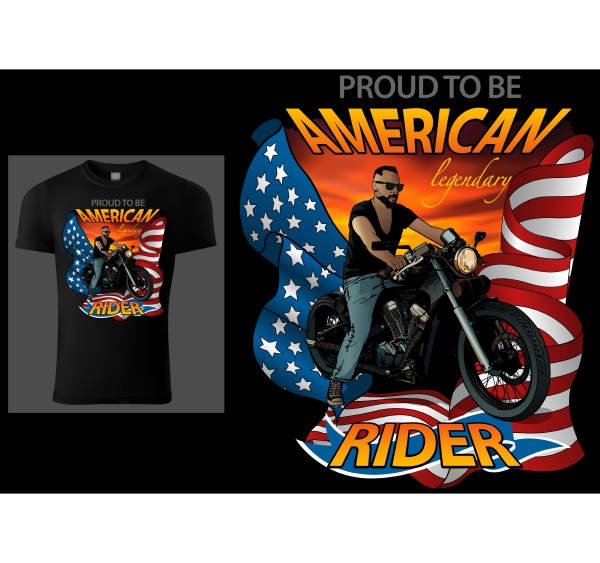 t shirt design american rider