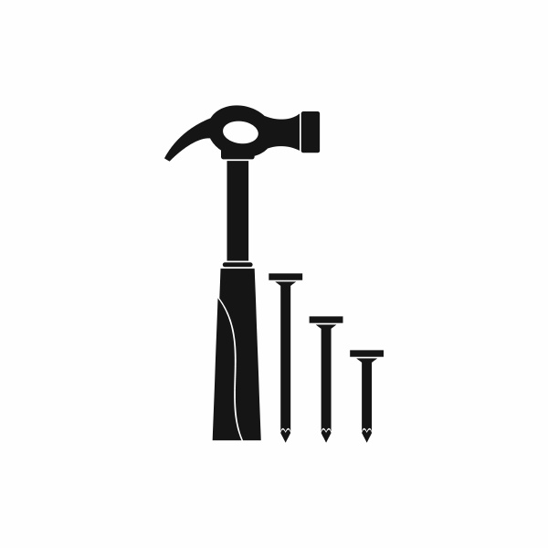 hammer and nails icon simple