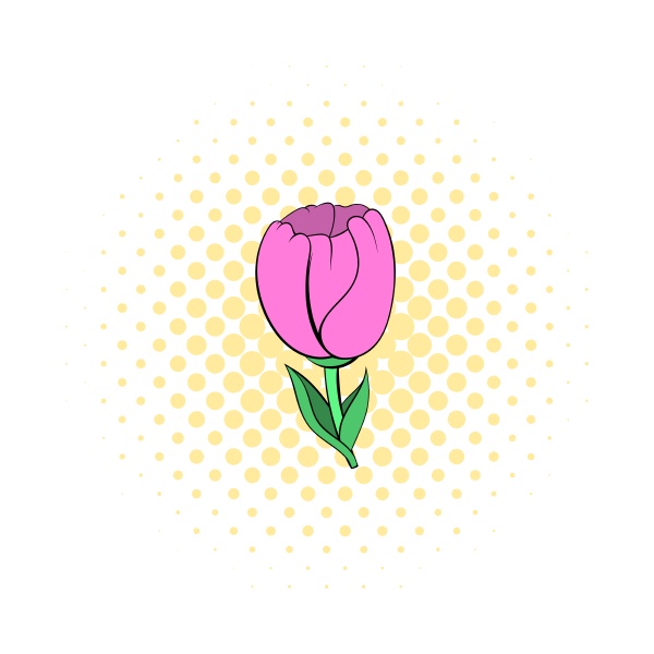 pink tulip icon in comics style