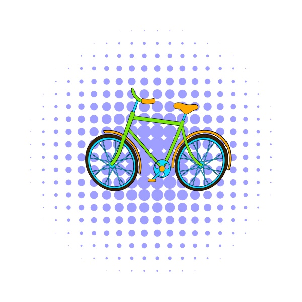 green bike icon comics style
