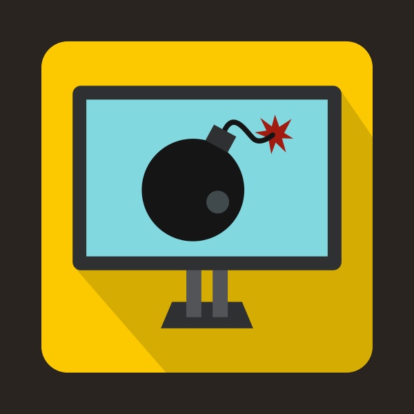 bomb on computer monitor icon