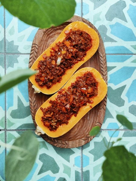 butternut squash filled with minced meat