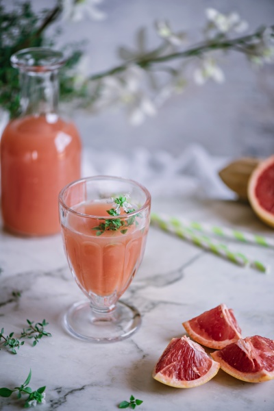 grapefruit tasty juice with thyme