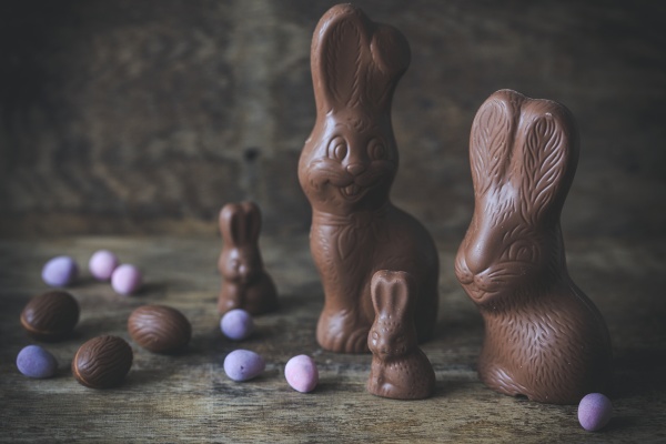 chocolate bunnies and sugared easter eggs
