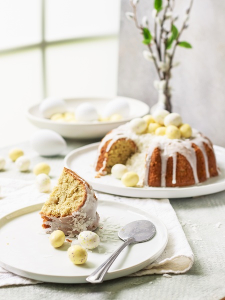 coconut easter cake with white chocolate