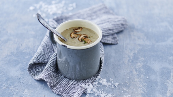 wintry mushroom cream soup in a
