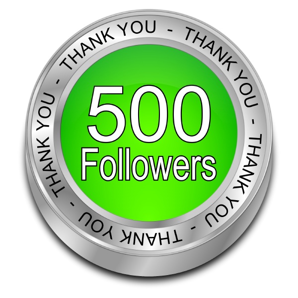 500 followers thank you green