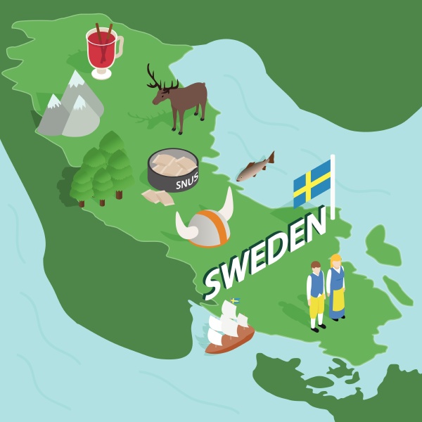 sweden map isometric 3d style