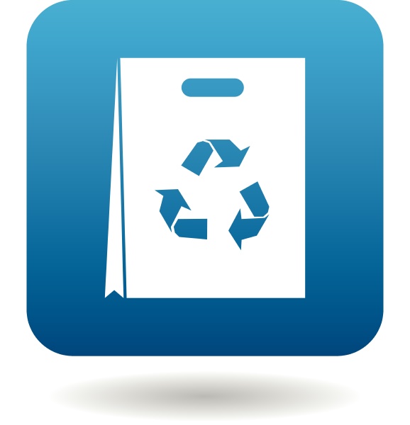 paper shopping bag with recycling symbol