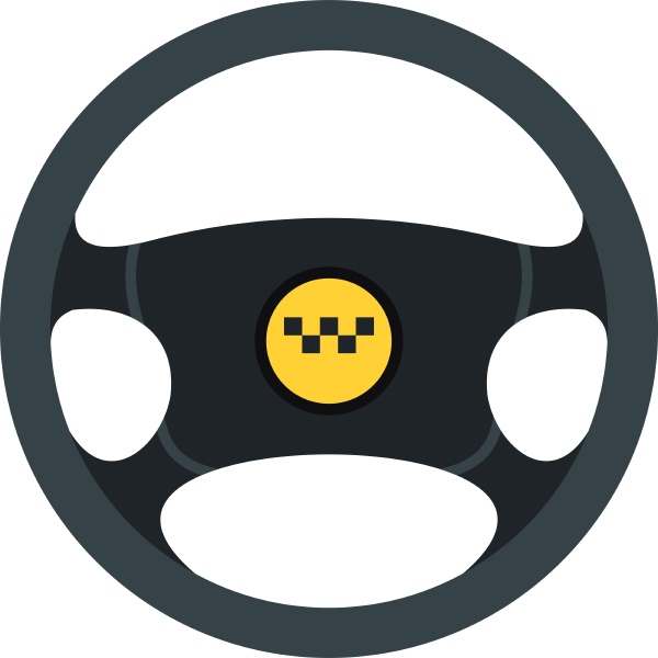 taxi steering wheel icon flat