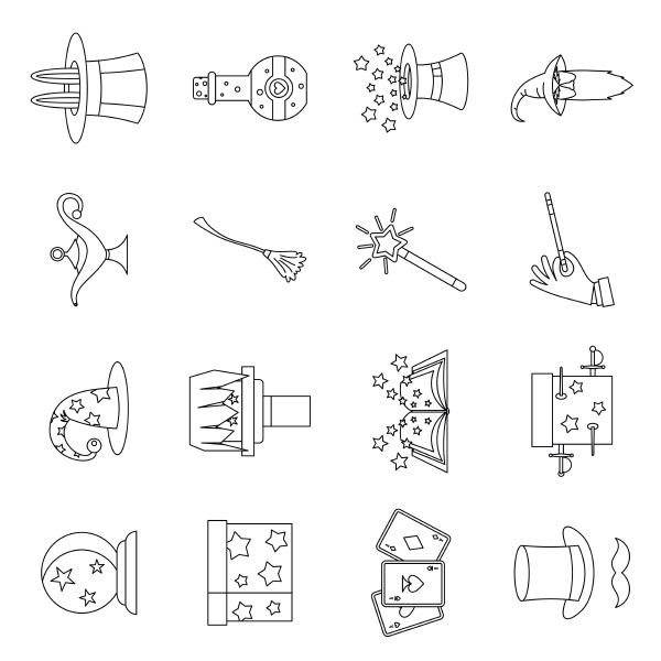 magic icons set outline style