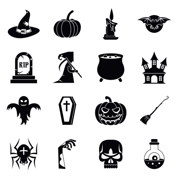halloween icons set simple style