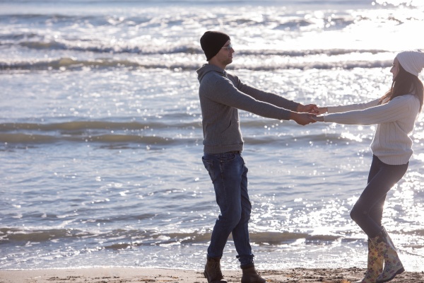 loving young couple on a beach
