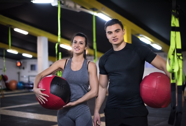 young athletes couple working out with