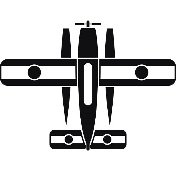 ski equipped airplane icon simple