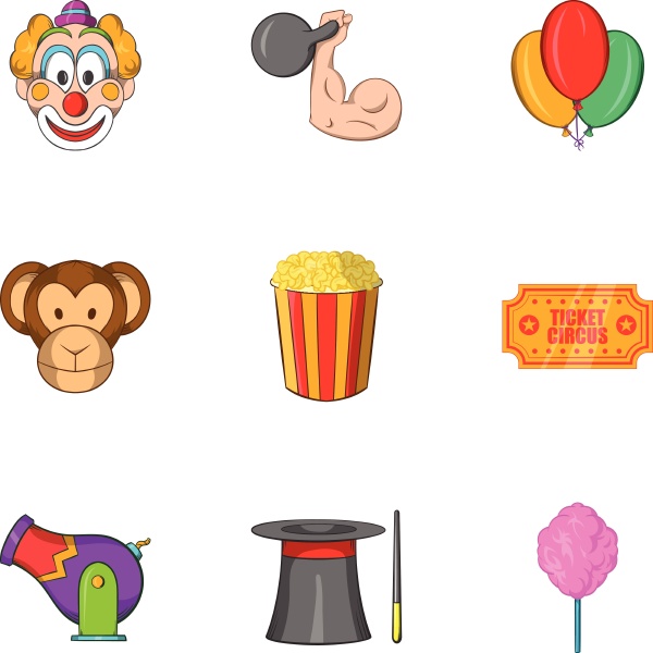 concert in circus icons set