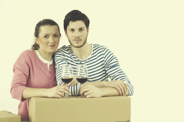 young couple moving in new home