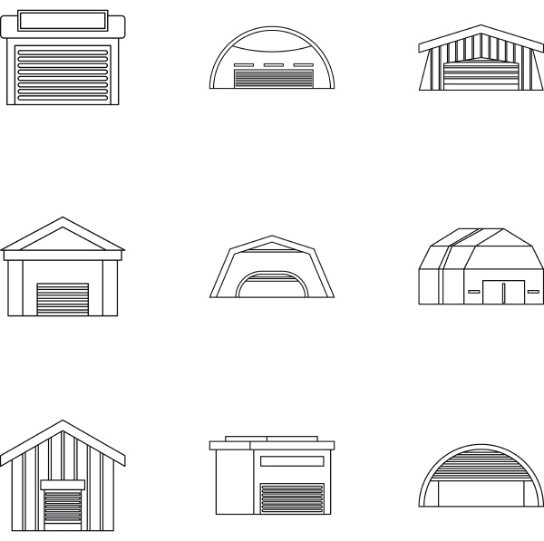 garage icons set outline style