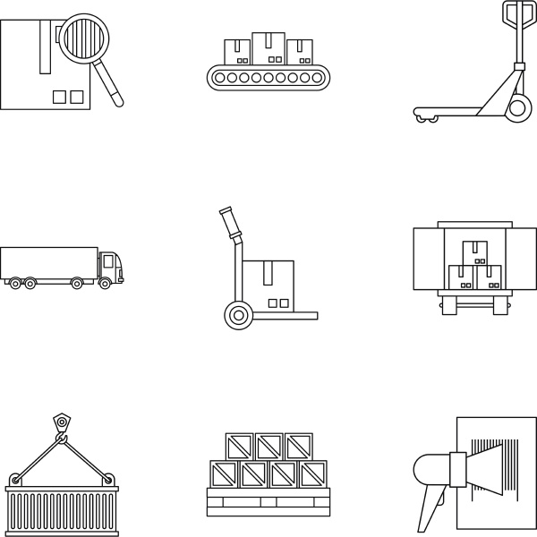 cargo icons set outline style