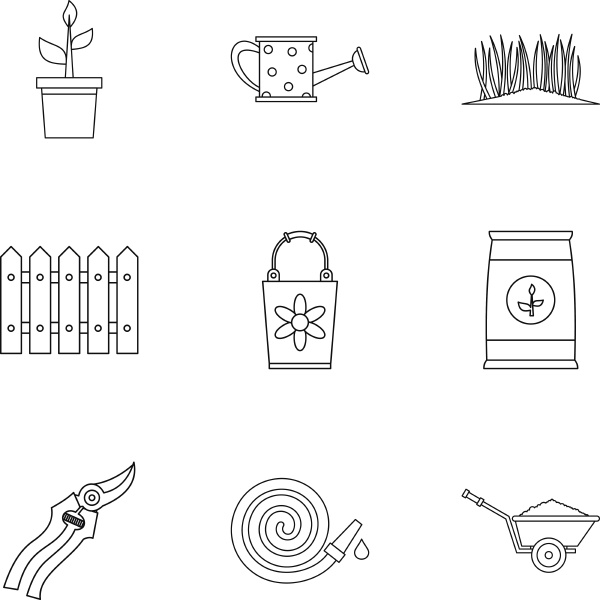 agriculture icons set outline style