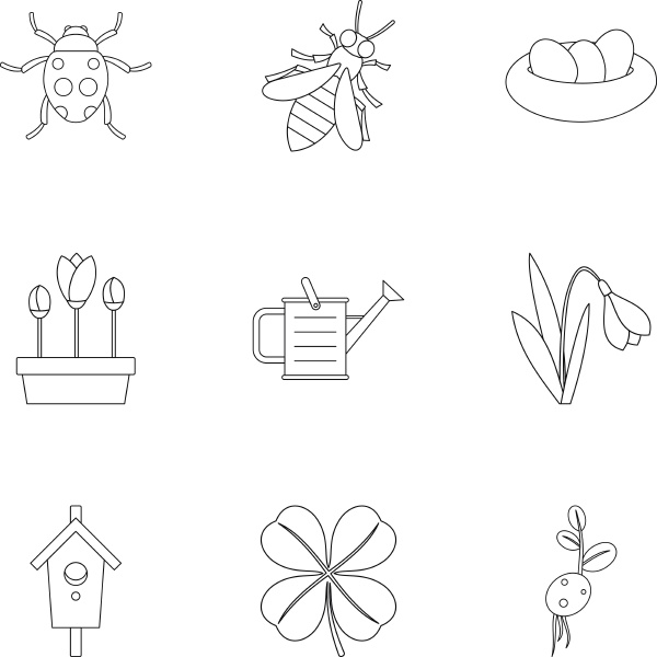 garden icons set outline style