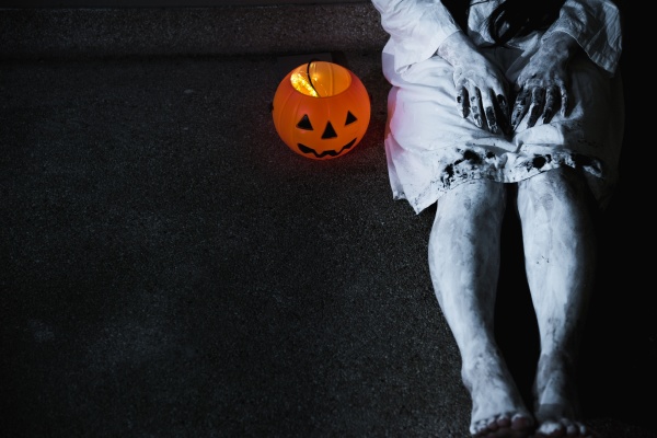 woman ghost horror her have pumpkin