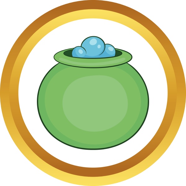 green witch cauldron with potion vector