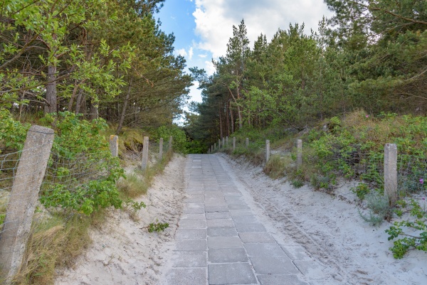 paved beach entrance at baltic sea
