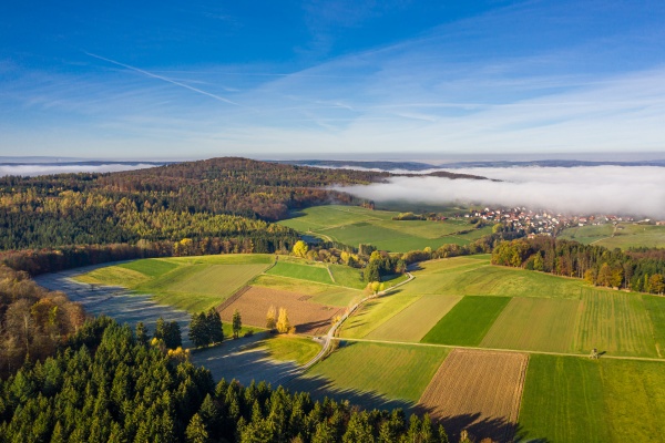 panoramic aerial view of an autumn