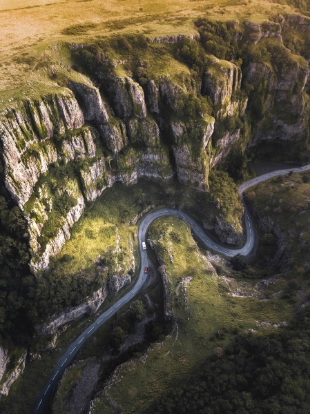 aerial view of a scenic road