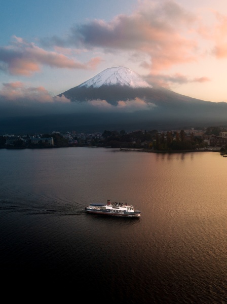 aerial view of mount fuji and