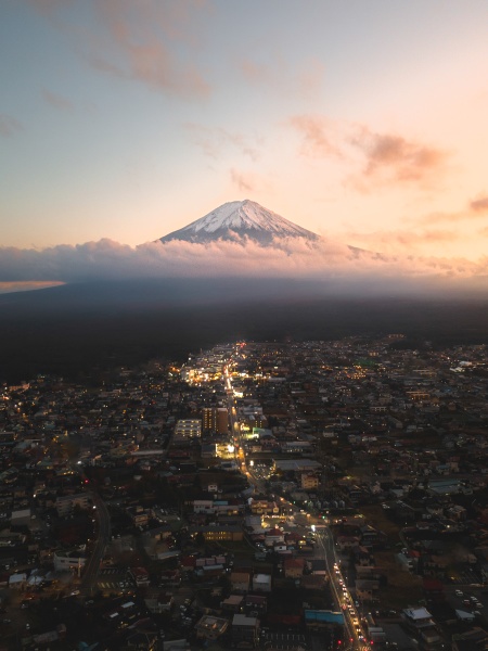 aerial view of mount fuji with