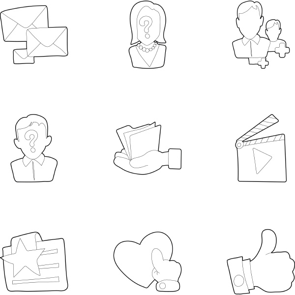 message icons set outline style