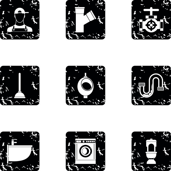 sanitary appliances icons set grunge