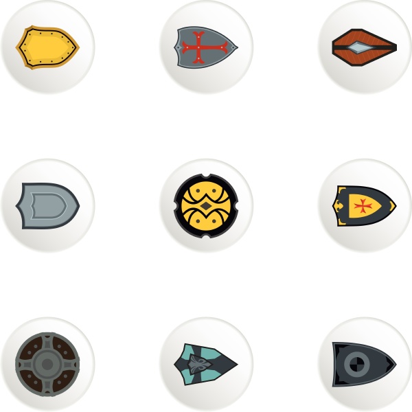 protective shield icons set flat
