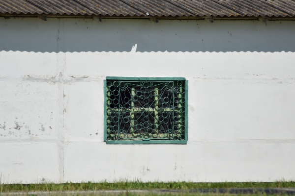 window with green bars