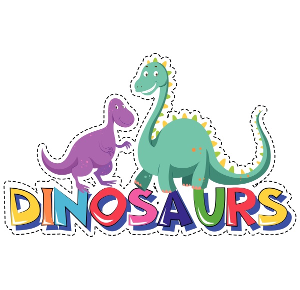 sticker template for word dinosaurs