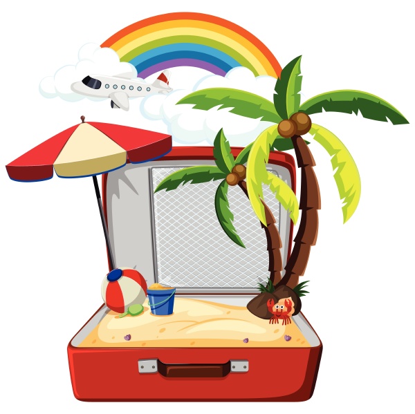 summer element in suitcase